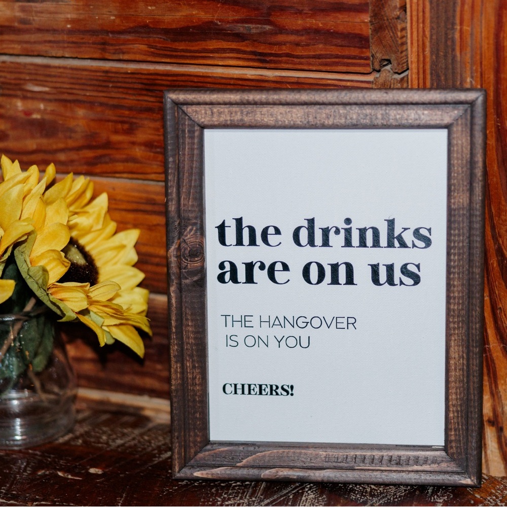 Handmade Reverse Canvas bar sign for wedding, event or party